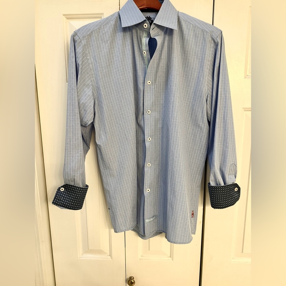 English Laundry Men’s Blue Long Sleeve Flip Cuffs Casual Shirt. Size M